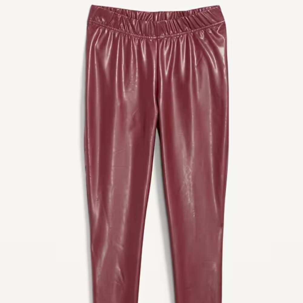 NWT Red High-Waisted Faux Leather Leggings